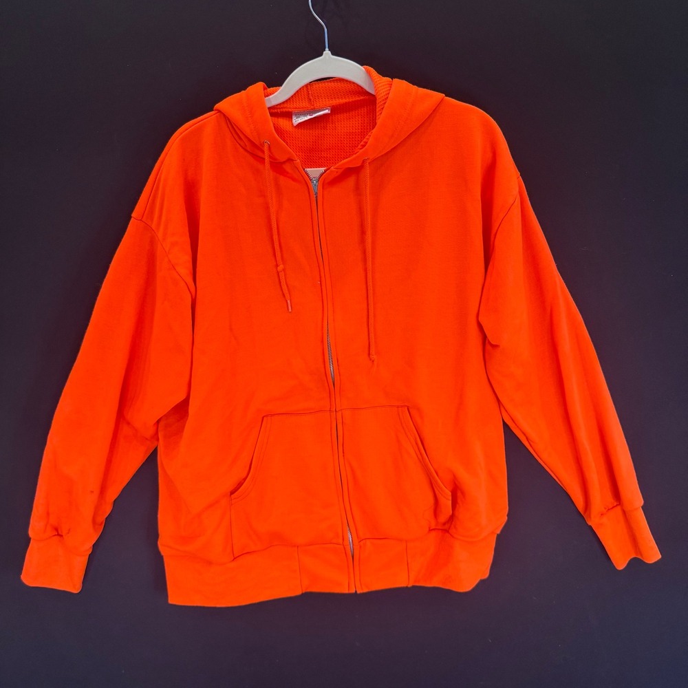 Bassett-Walker Orange Thermal Lined Zip Up Hoodie Big Mens 54-56 Sweatshirt
